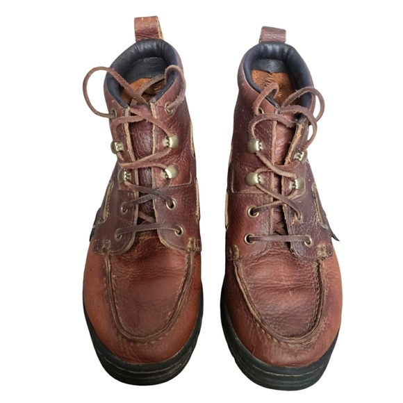 Justin Boots Womens Brown 4 Chukka Ankle Lace-Up Leather Riding Ranch Cowgirl - Picture 2 of 13